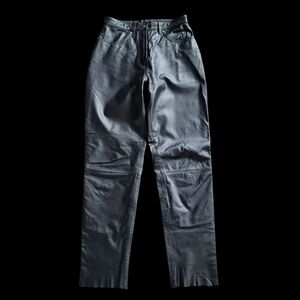 Harley Davidson Women's High Waist Regular Length‎ Tapered Genuine Leather Pants
